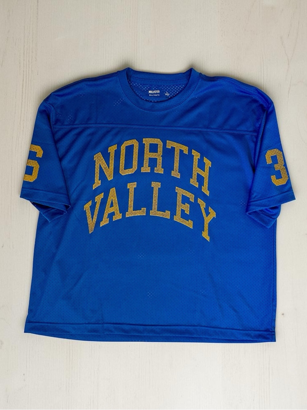 Hollister Royal Blue Jersey with Gold 'North Valley' Logo Size L